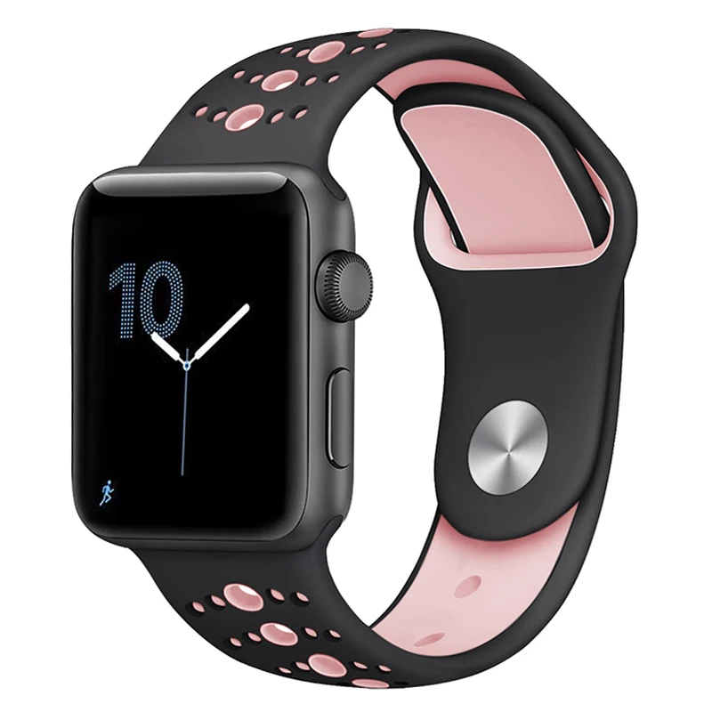 Дышащий силиконовый спортивный ремешок для Apple Watch 5 4 3 2 1 42 мм 38 мм резиновый ремешок для Iwatch 5 4 3 40 мм 44 мм - Цвет ремешка: Color 3