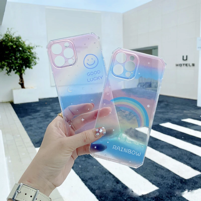 

Gradient Rainbow Phone Case For iPhone 11 12 Pro Max 7 8 Plus X XS Max XR 12 Transparent Soft Back Cover
