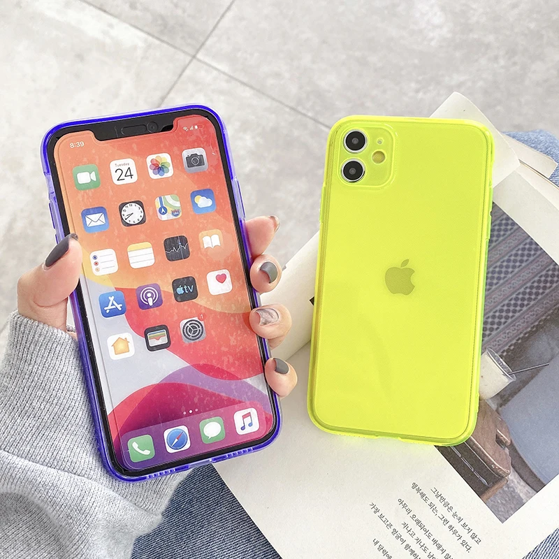 Camera Protective Phone Case For iPhone 11 Pro Max XR XS 7 8 Plus X Soft TPU Colorful Fluorescent Clear Anti-fall Cases | Мобильные