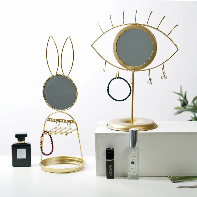 

Nordic Style Mirror Aesthetic Light Luxury Gold Cute Creative Vanity Mirror Cute Modern Espejo Pared Bedroom Decoration EI50DM