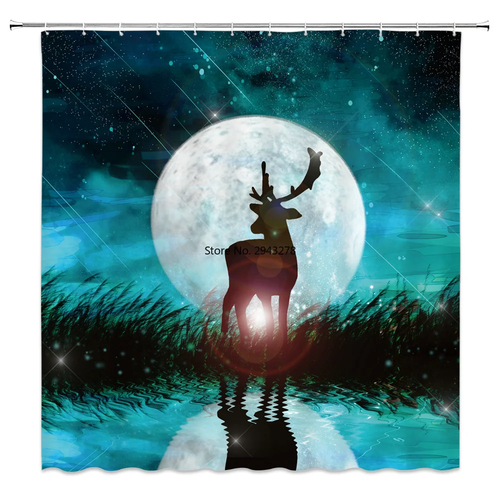 

2020 New Bathroom waterproof Night landscape Shower Curtains Polyester High Quality Washable Bath Decor Shower Curtains