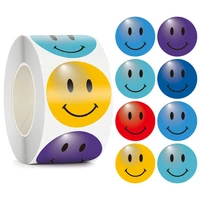 colorful smiley face sticker roll for student 100 500pcs 1 5 inch handmade adorable labels classroom supplies for reward kids