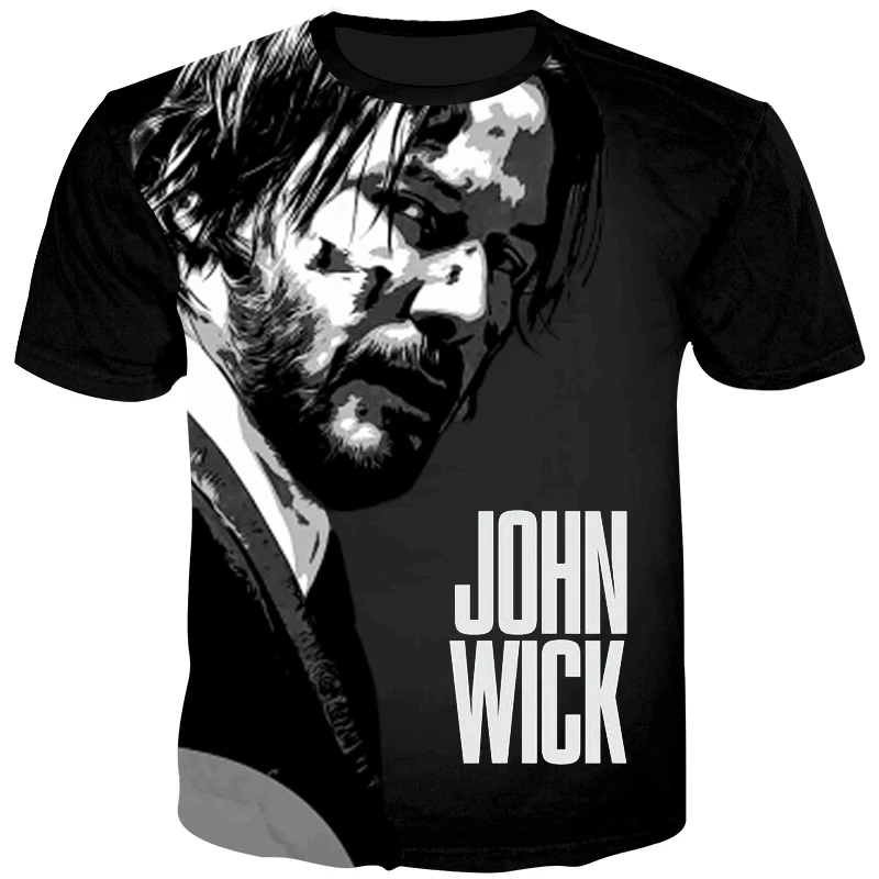 Cloudstyle 2020 летняя футболка с 3D принтом John Wick Мужская короткими рукавами Keanu Reeves