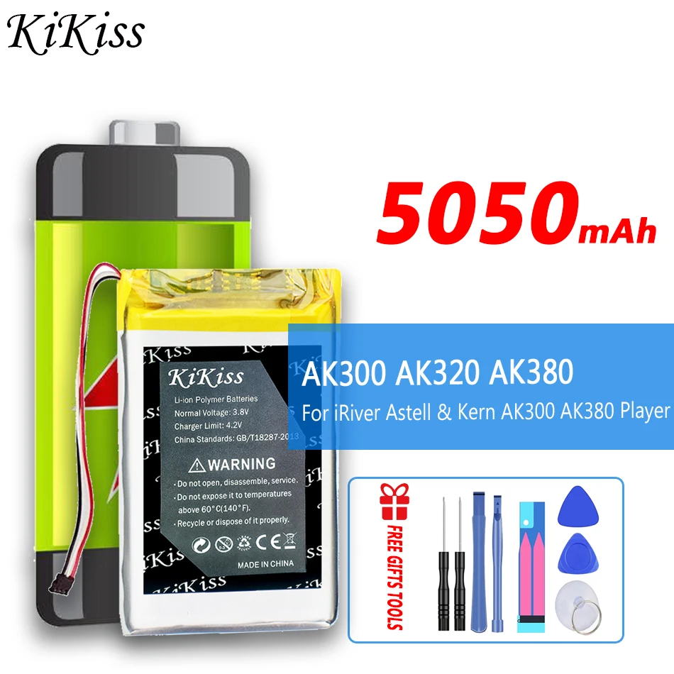 

KiKiss PR-754680N High Capacity 5050mAh Battery for IRIVER Astell & Kern AK300 AK320 AK380 Player Batteries + Free Tools
