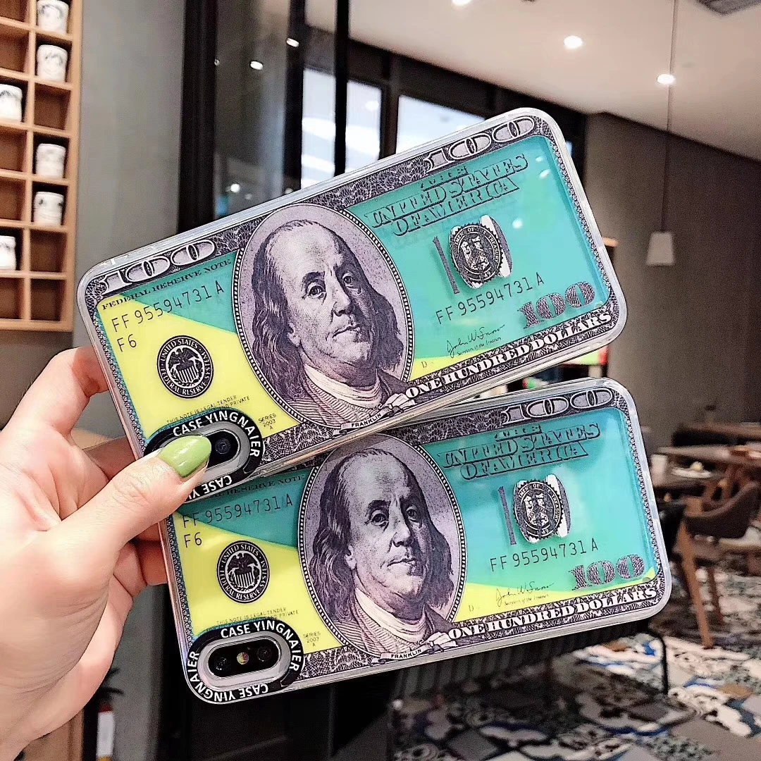 Светящийся Жидкий чехол с зыбучим песком для iPhone 12 12mini 11 Pro XR Xsmax Money Dollar красивый