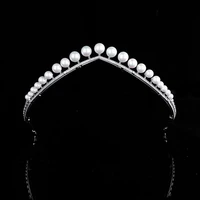 funmode fashion design pearl tiara for women queen crown rhibnestone wedding hair accessory dress jewelry wholesale fc29