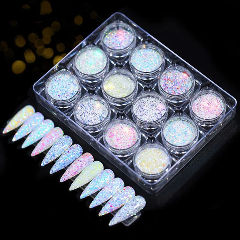 

Nail Powder Pigment Set Fluorenscence Spangle Glitter Make Up Decor