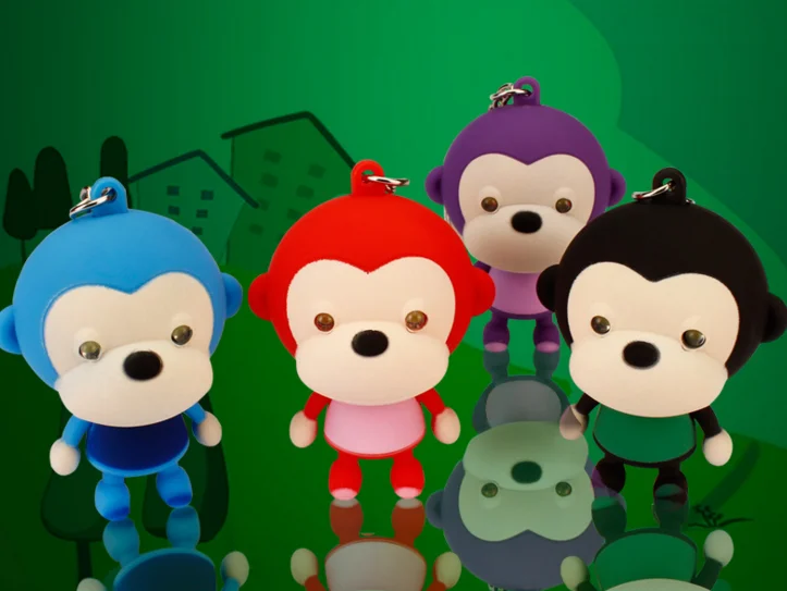 Брелок для ключей с изображением милой обезьяны светодиодный большим лицом со