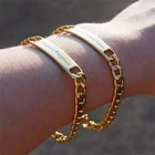 Кубинская цепочка 5 мм, персонализированная нержавеющая сталь с гравировкой имени браслеты с буквами для мужчин и женщин золотой браслет, ювелирные изделия