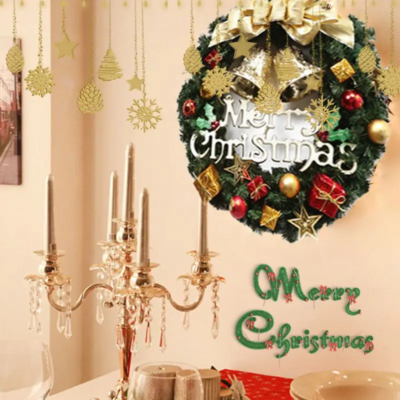 

Christmas Bow-knot Wreath Golden Dell Decor For Holiday Party Door Wreath For Front Door Cute Christmas Bell Garland New