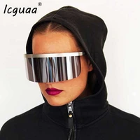 oversized sunglasses women 2019 mirrored mask shape shield style men women windproof one large rimless lens sun glasses