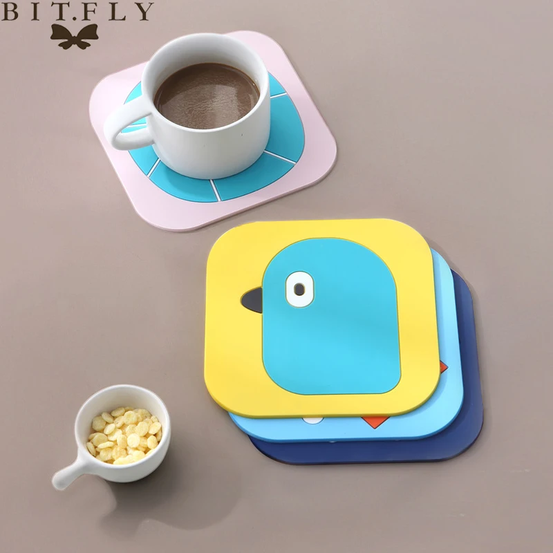 1 шт. ПВХ Coaster коврики для чашек на журнальный столик коврик Мультяшные животные