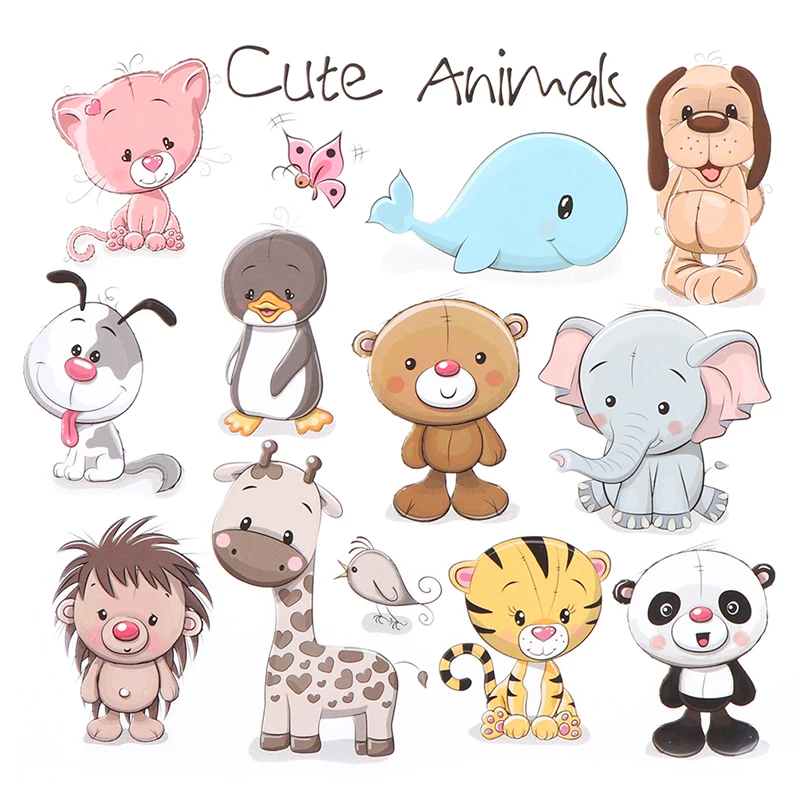 Термотрансферные нашивки с милым медведем животными дельфином наклейки для