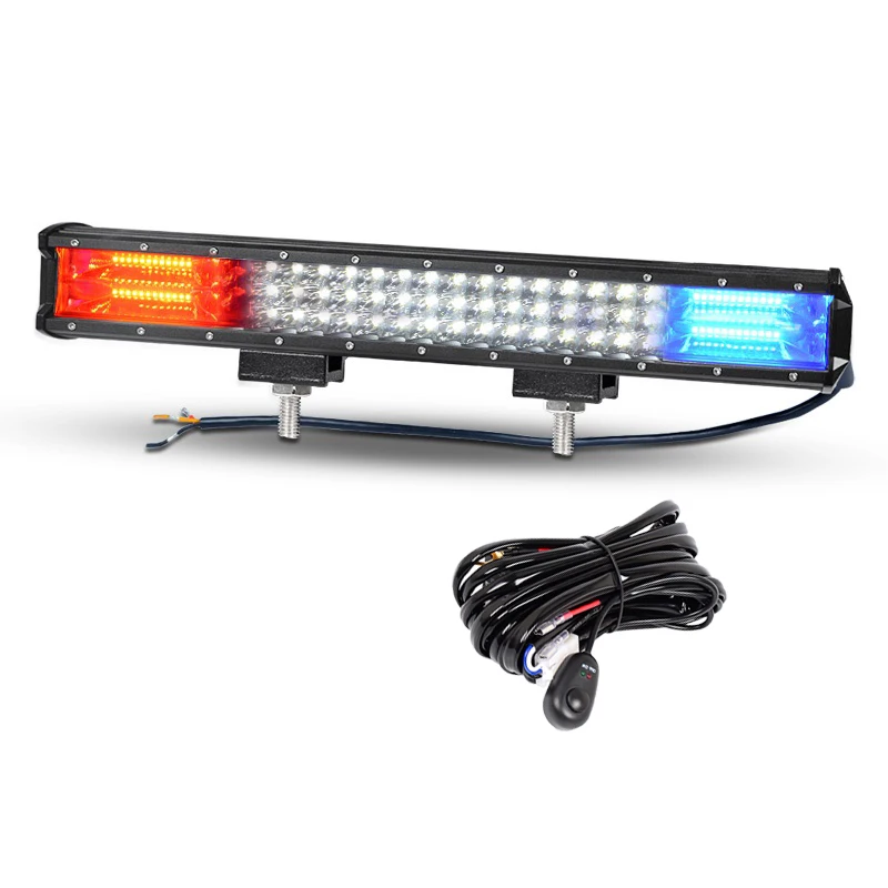 red blue and wire Светодиодный светильник 5 режимов 20 дюймов 288 Вт трехрядный двухцветный светодиодный светильник 12 в 24 в дневной ходовой противотуманный светильник s для Ford Focus 2 ATV SUV - Цвет: red blue and wire