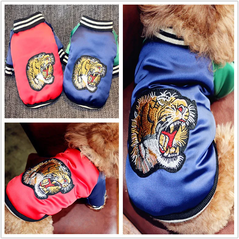 

New Autumn and Winter Dog Clothes Warm Jacket Padded Tiger Head Teddy Cotton Coat Pet Puppy Two-Legged Clothes