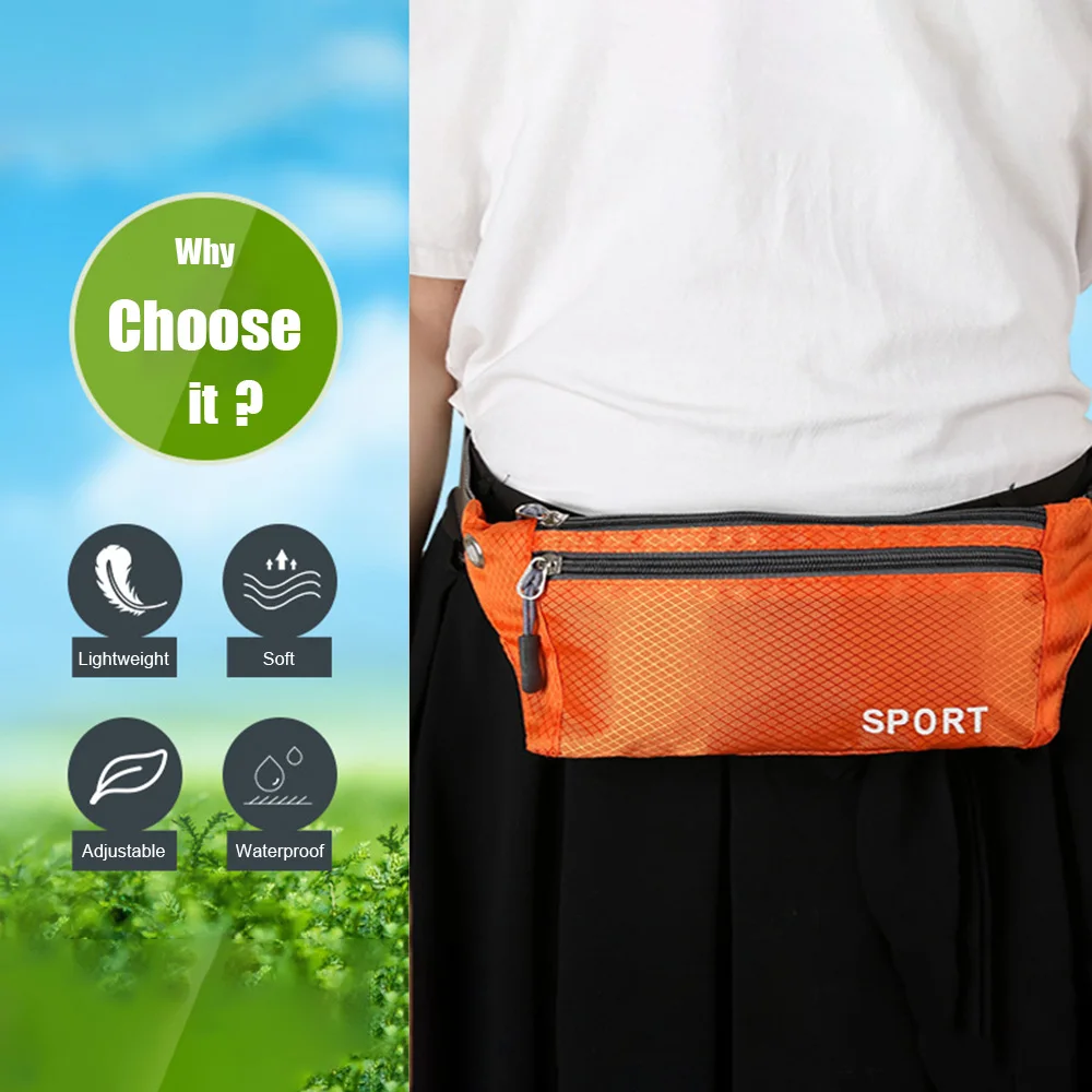 

Fanny Pack Waist Pouch Sport Belt Bag for Waist Chest Hip Bum Lightweight 3 Pockets Outdoor Cycling Hiking Front Bags