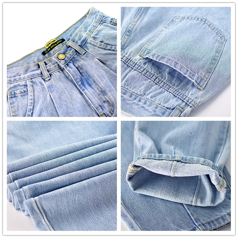 

Spring autumn fashion cotton denim jeans women 2021 new high waist blue retro harem washed office lady Casual jeans female K344