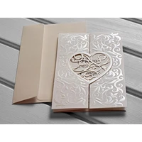 50pcs laser cut luxury wedding invitations cards elegant wedding bridal shower gift greeting card kits kod10525