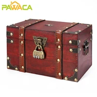 retro treasure chest with lock vintage wooden trinket storage box case antique style jewelry makeup organizer gift box ornaments