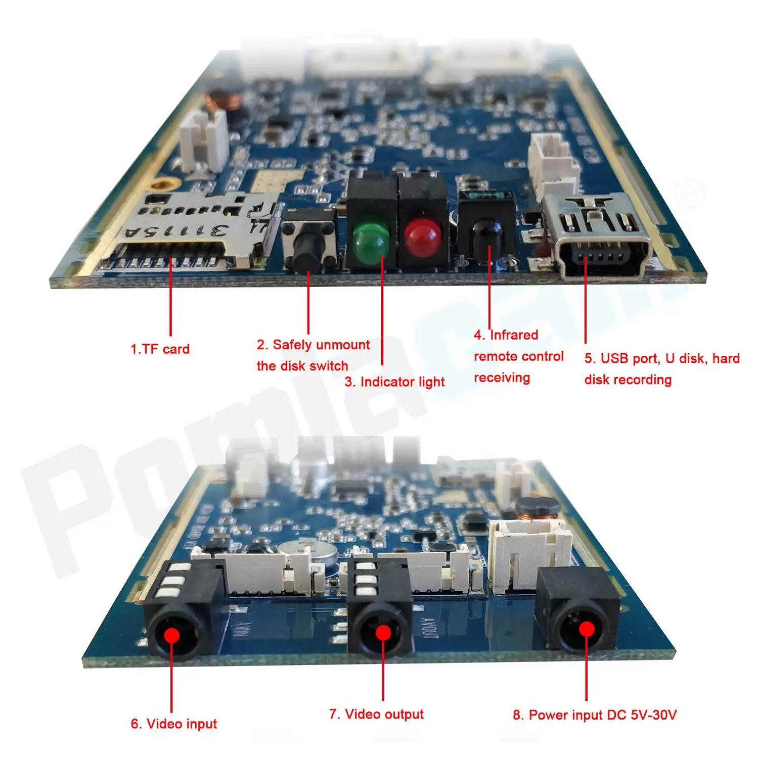 1CH MINI AHD DVR PCB плата 30fps цифровой видеорегистратор безопасности поддержка sd карты 128