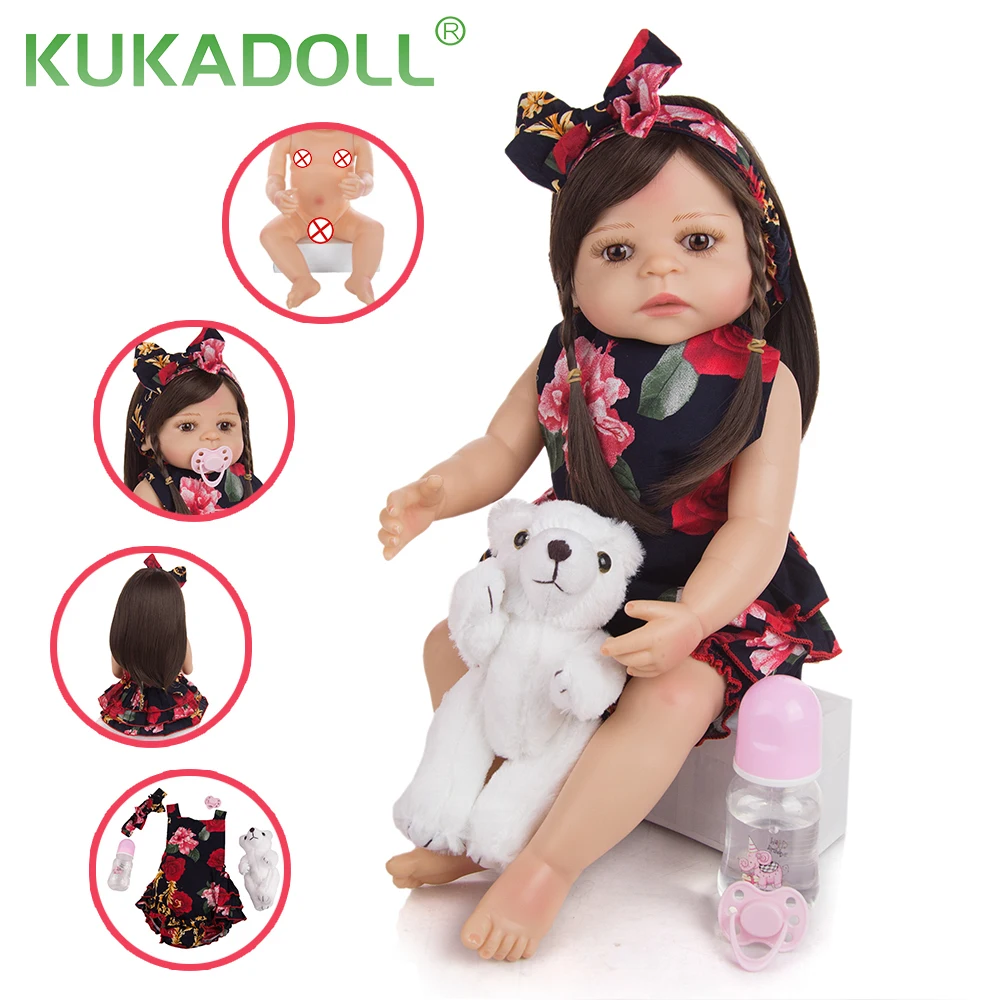 

KUKADOLL 55CM Full Vingl Body Realistic Dolls 22 Inch Lovely Princess Bebe Reborn Bonecas Menina Children's Day Birthday Present