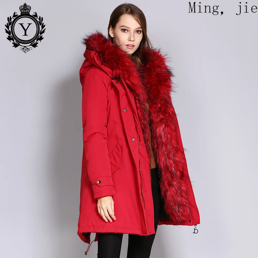 2020 New Coat Women Winter Big Fur Collar Hooded Thick Warm Mid-length Down Padded Jacket Luxurious Bubble Jacket winter coat jacket 2019 winter new warm women s parker coat slim hooded fur collar waterproof thick warm winter coat