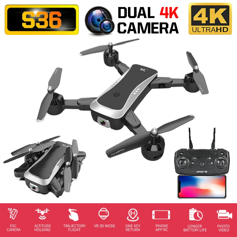Квадрокоптер S36 с широкоугольной двойной камерой Wi Fi FPV|Радиоуправляемые