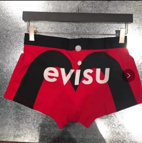 Red M Новые полки Аутентичные Evisu повседневные мужские Tide бренд-Боксер Дышащие Боксеры хлопок печати мода боксер короткий жилет - Цвет: Red M