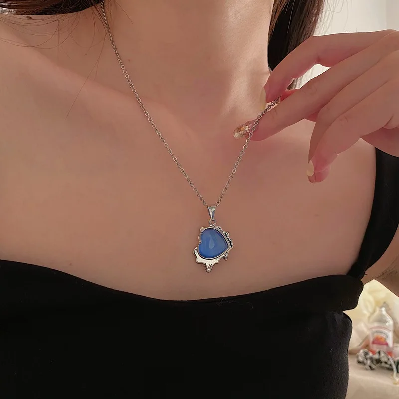 

2021 шикарные модные ювелирные изделия в серебряном цвете с голубым сердцем