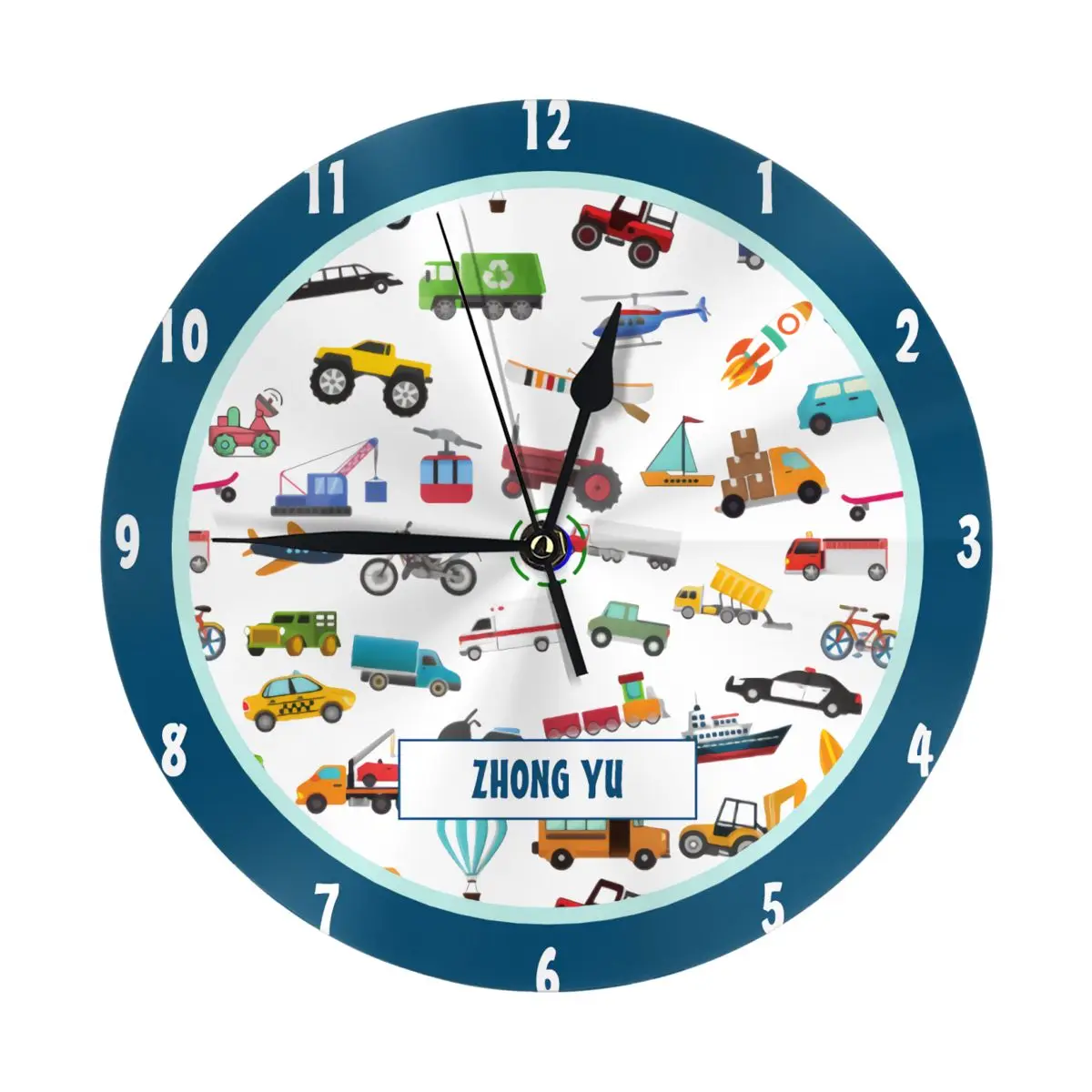 

Cars Round Wall Clock 10 Inch Silent Non Ticking Battery Operated For Living Room Kitchen Bedroom Office