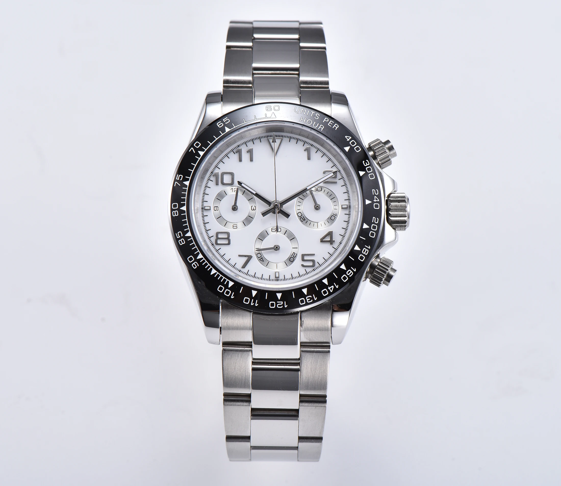 Японские часы с хронографом VK63 кварцевый механизм 39 мм стерильный циферблат