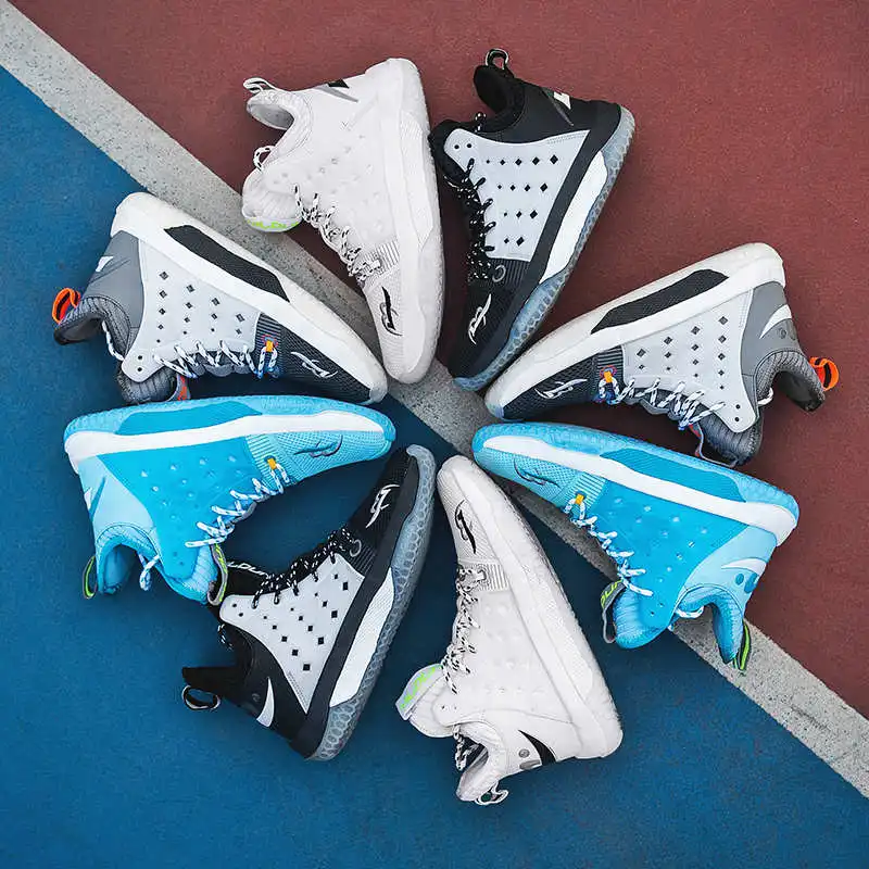 Fashion Blue Professional Men Basketball Shoes High quality Breathable Sport Shoes Sneakers Light Soft High Boots Basket Shoes