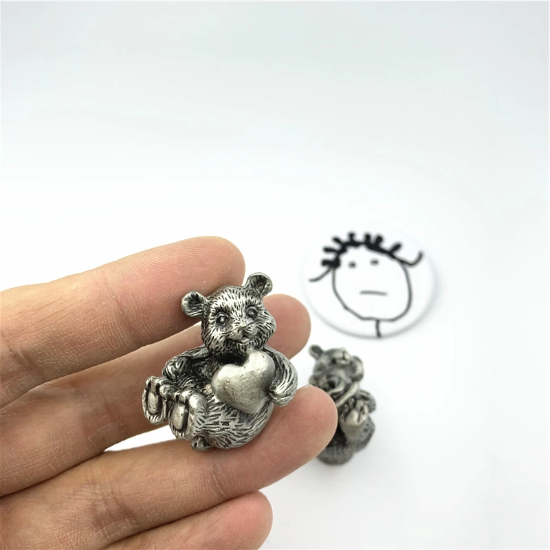 Ручка плюшевого мишки LCH в скандинавском стиле креативная Матовая серебристая