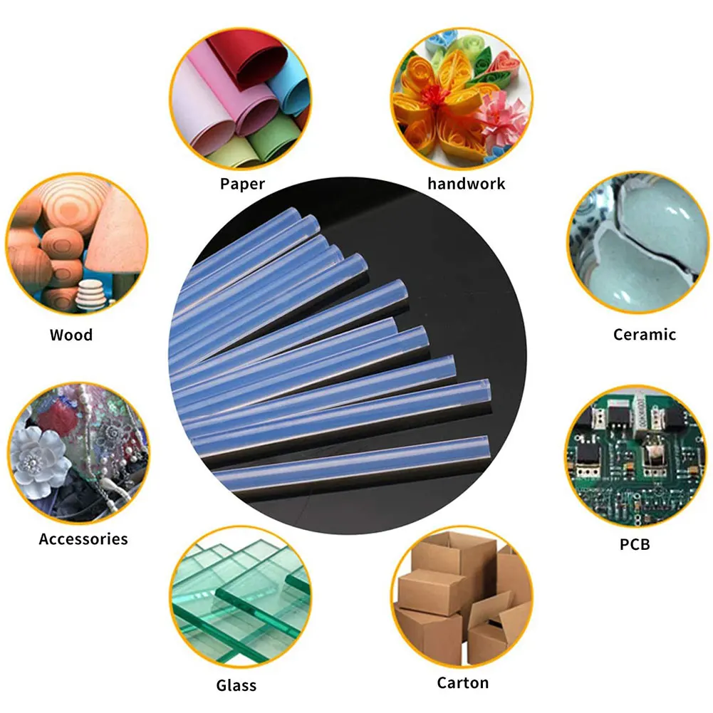

190pcs 7mm Electric Hot Glue Melt Sticks Translucent Strong Viscosity Rods For Home DIY Industrial Craft Album Repair Tools new