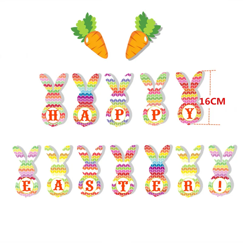 

Happy Easter Banner Party Decorations for Home Carrot Easter Bunny Shaped Baby shower supplies Wall Hanging Garlands Kids Favors