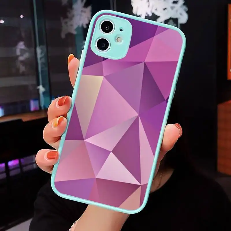 

Phone Case For iPhone 12 11 Mini Pro XR XS Max 7 8 Plus X Geometric Marble Matte transparent blue Cover