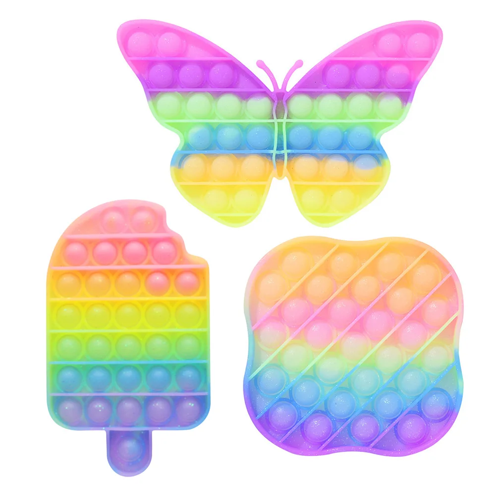 

Silicone Rainbow Push Bubble w/ Gold Powder Sensory Squeezing Toy Anti-stress Relaxing Toys Stress Relieve Autism Needs for Kids