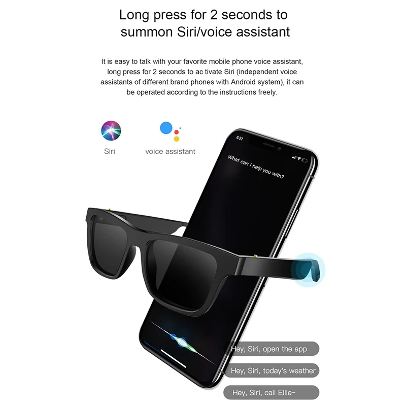 구매 2021 패션 스마트 안경 E10 선글라스, 블랙 테크놀로지 음악 블루투스 오디오 안경