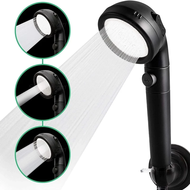 VEHHE SPA насадка для душа с черным фильтром с остановкой ягодиц 3 режима экономия высокого давления минеральные камни для ванной комнаты ручной душ