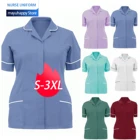 S-3XL женская униформа медсестры футболки 2021 летнее платье с отложным воротником, с короткими рукавами, спецодежды однотонные Цвет (рубашка с карманом и медсестра mujer unifo