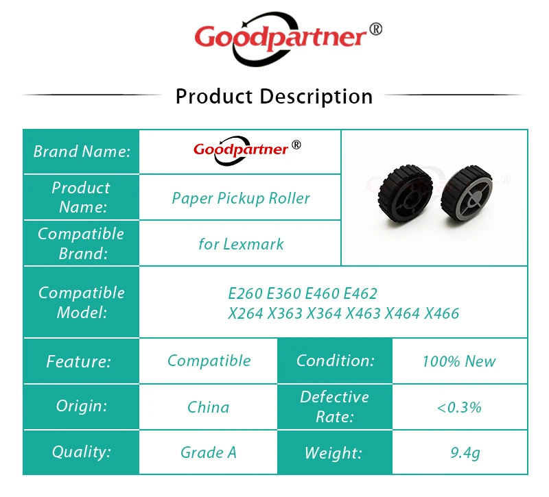 1X 40X5451 T376D роликовая шина для пикапа бумаги Lexmark X264 X363 X364 X463 X464 X466 E260 E360 E460 E462 EG460 ES460