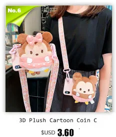 3D милый мультяшный плюшевый Кошелек для монет, чехол через плечо для samsung A70, чехол A20, S6, S7, S8, S10Plus, A9, мягкий силиконовый ремешок, чехол