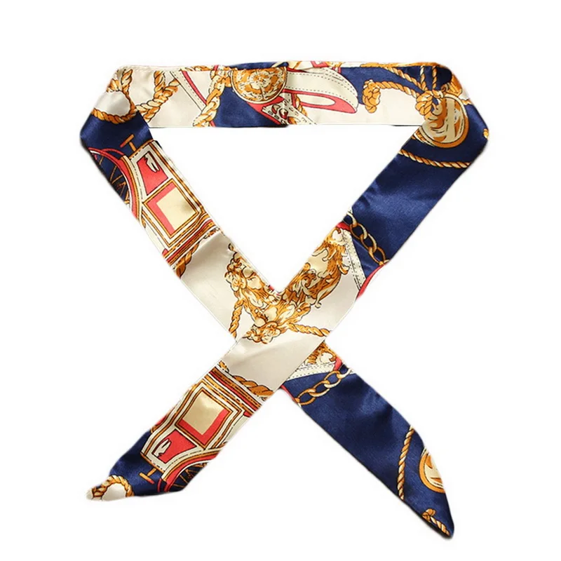 

Women Mini Twill Floral Scarf Handle Tie Bag Belt Strap Handbag Accessories Headband Ribbon Bow Tie Decoration Bag Accessories