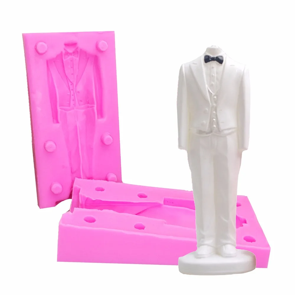 

3D Men Body Mold Human Clay Mold Silicone Mold Ruantao Wedding Suit Candle Silicone Molds AD301
