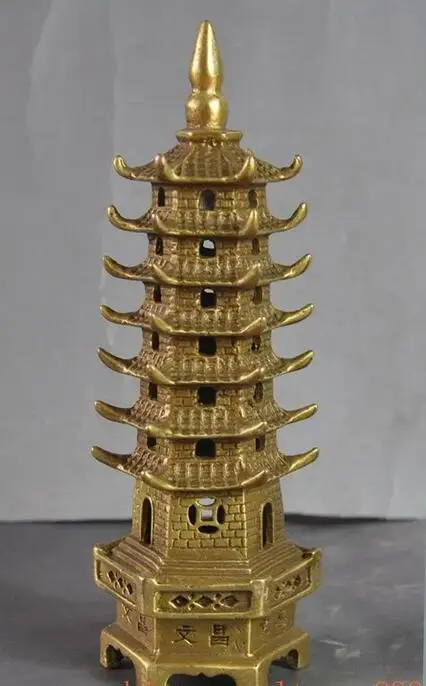 6 &quotChina Chinese храм тибетского буддизма brass ступа башня Статуя пагоды|Статуи и