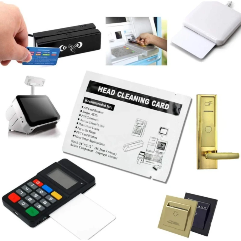 

Cleaning Card Printer Cleaning Card Professional Cleaning Card For Hotel Door Locks/POS/ATM/Vending/Slot Machines 50 Pcs