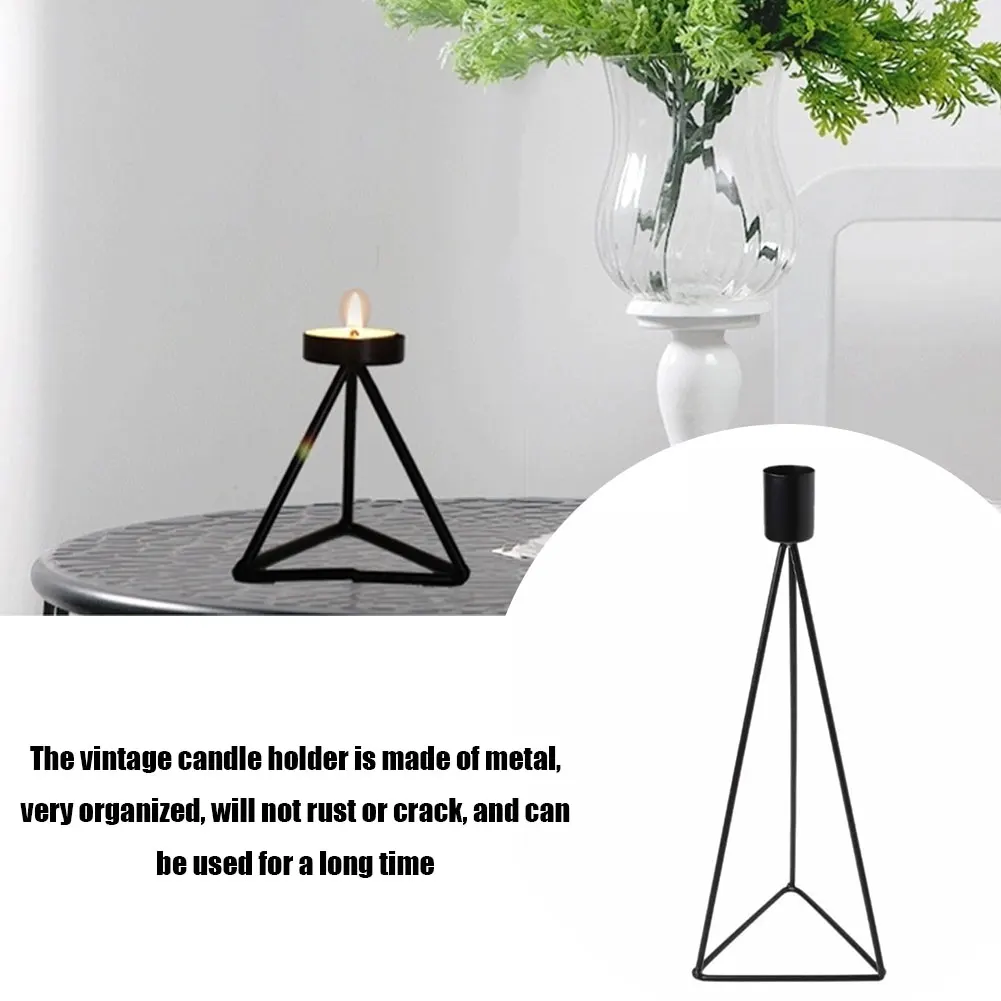 

1PC Candle Holders Triangle Geometric Iron Candlestick Ornament for Decoration Golden Gold/Black For Home Decro Two Sizes