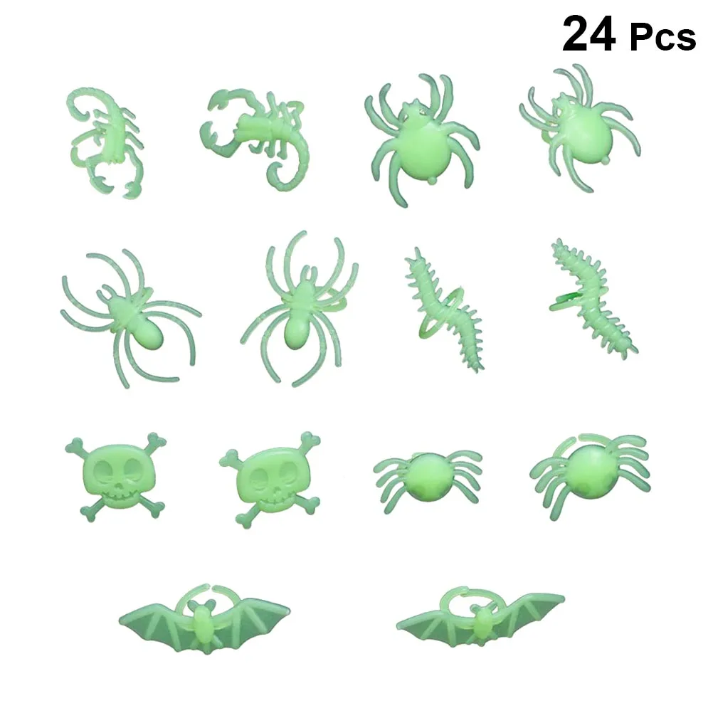 24 шт. кольца на палец в виде черепа насекомого светильник ящиеся Хэллоуин