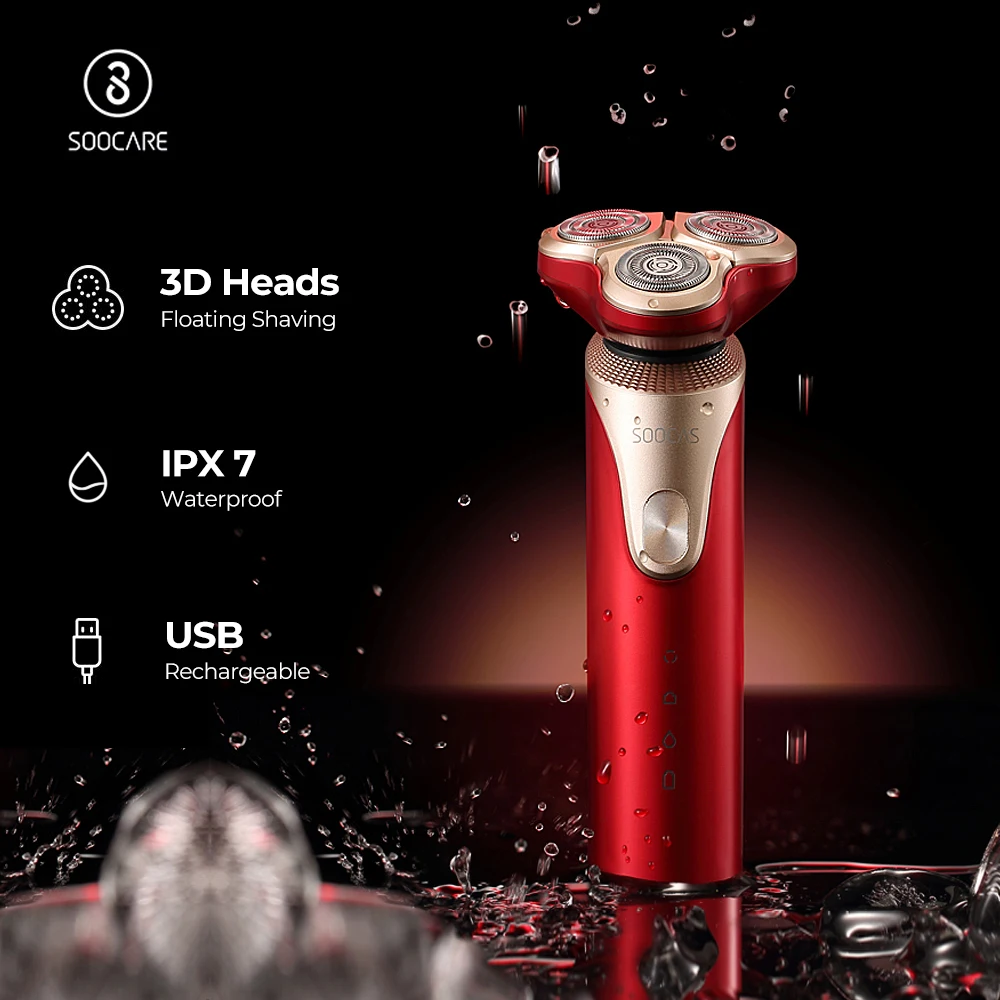 Xiaomi Mijia SOOCAS S3 электробритва для Для мужчин 3 режущая головка сухой влажное бритье Беспроводная перезаряжаемая USB бритва водостойкая