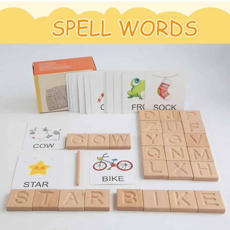 

Kids Wood Alphabet Tracing Board Toys Montessori Educational Spelling Words Pen Control Training Writing Practice Teaching Aids